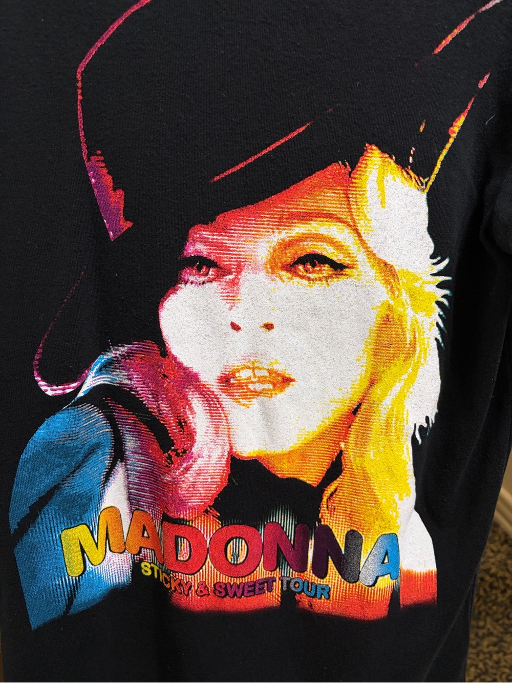 Madonna Sticky & Sweet World Tour 2008 Graphic Tee Black Small 100% Cotton